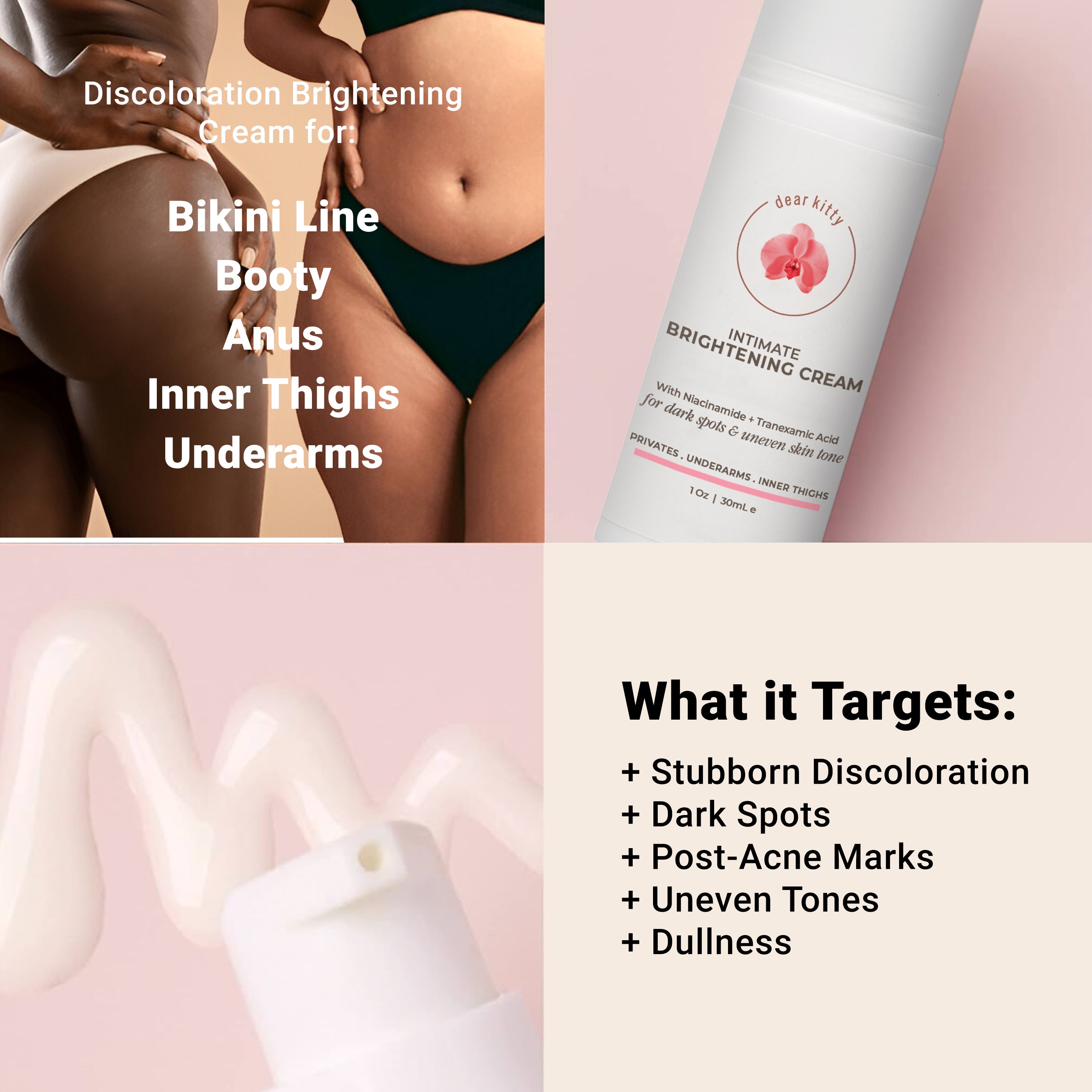 Brightening Cream for Underarms, Inner Thighs, and Bikini Area – Safe Skin Lightening for Sensitive Areas