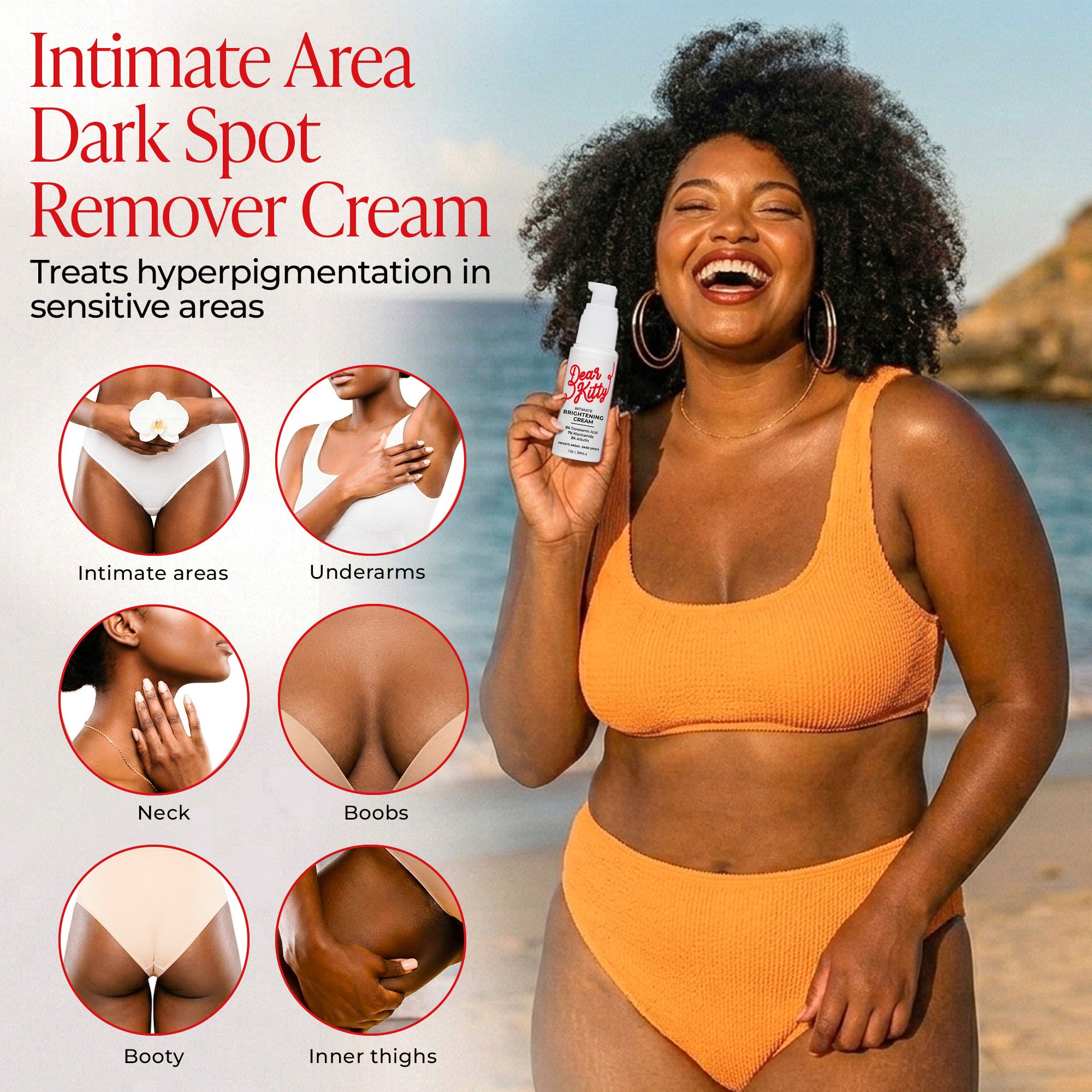 'Dear Kitty' cream with product usage images